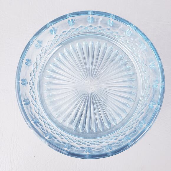 Candy Dish Blue Indiana Glass Co. Round Depression Diamond Princess Ice Pattern - Picture 4 of 8